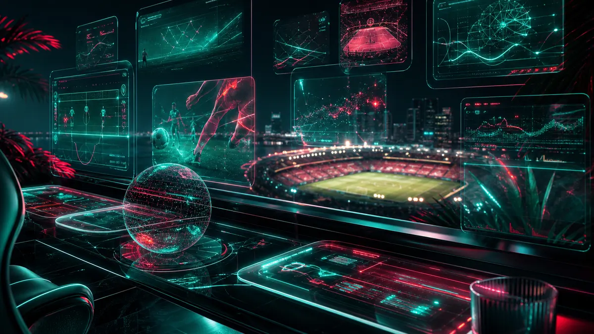Luces de estadio desenfocadas y estelas de movimiento sobre un fondo oscuro